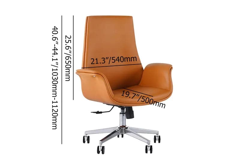 Chaise de bureau orange pour bureau, chaise de travail pivotante en cuir PU rembourrée