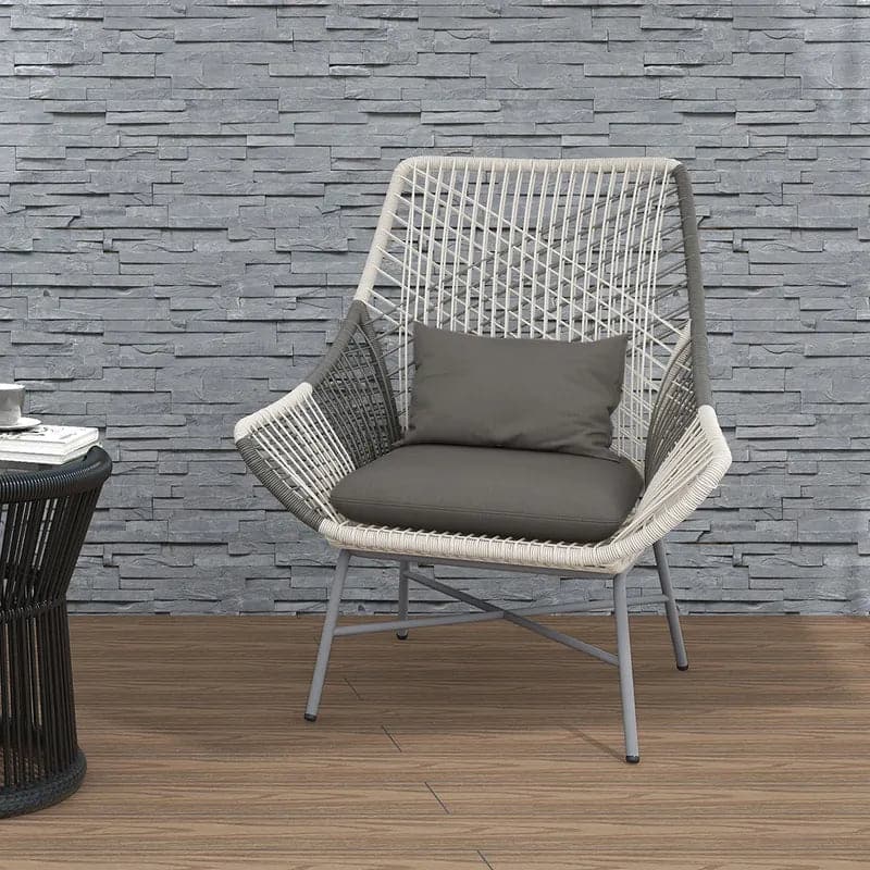 Fauteuil de patio d'extérieur en rotin PE avec coussin et coussin (Ensemble de 2)