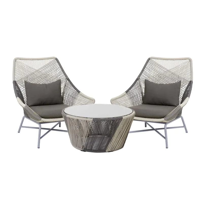 Fauteuil de patio d'extérieur en rotin PE avec coussin et coussin (Ensemble de 2)