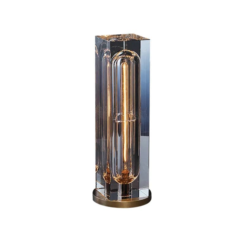 Postmodern 1-Light Crystal Table Lamp with On  Off Switch in Antique Brass