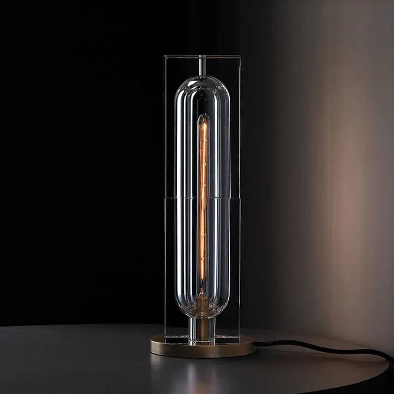 Lampe de table postmoderne à 1 lumière en cristal avec interrupteur marche/arrêt en laiton antique