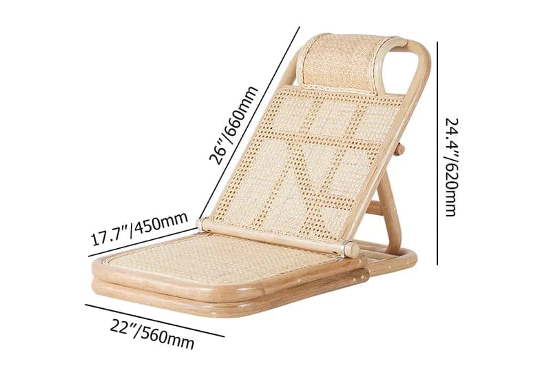 Rattan & Wood Outdoor Long Reclining Chaise Patio Lounge Chair in Natural