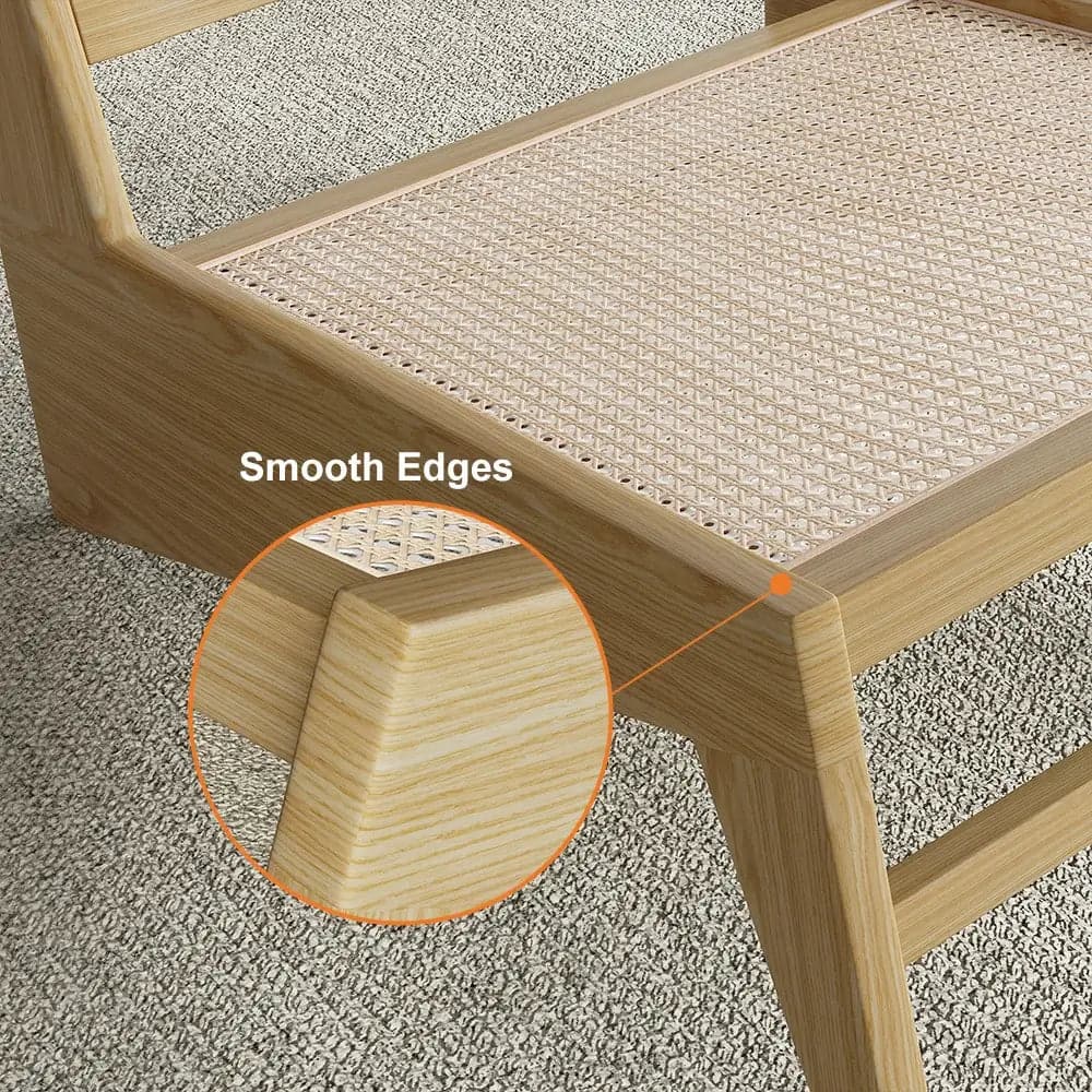 Rattan and Wood Lounge Chair Accent Chair in Natural