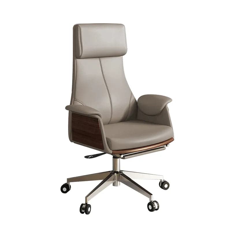 Chaise de bureau inclinable en cuir, chaise de direction kaki pivotante et réglable à dossier haut