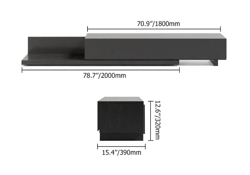 Rectangle Wood Extendable TV Stand Black Media Console with 3-Drawer#Black