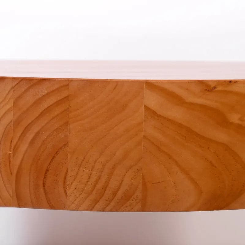 Table basse ronde rustique avec pieds en métal et plateau en bois massif