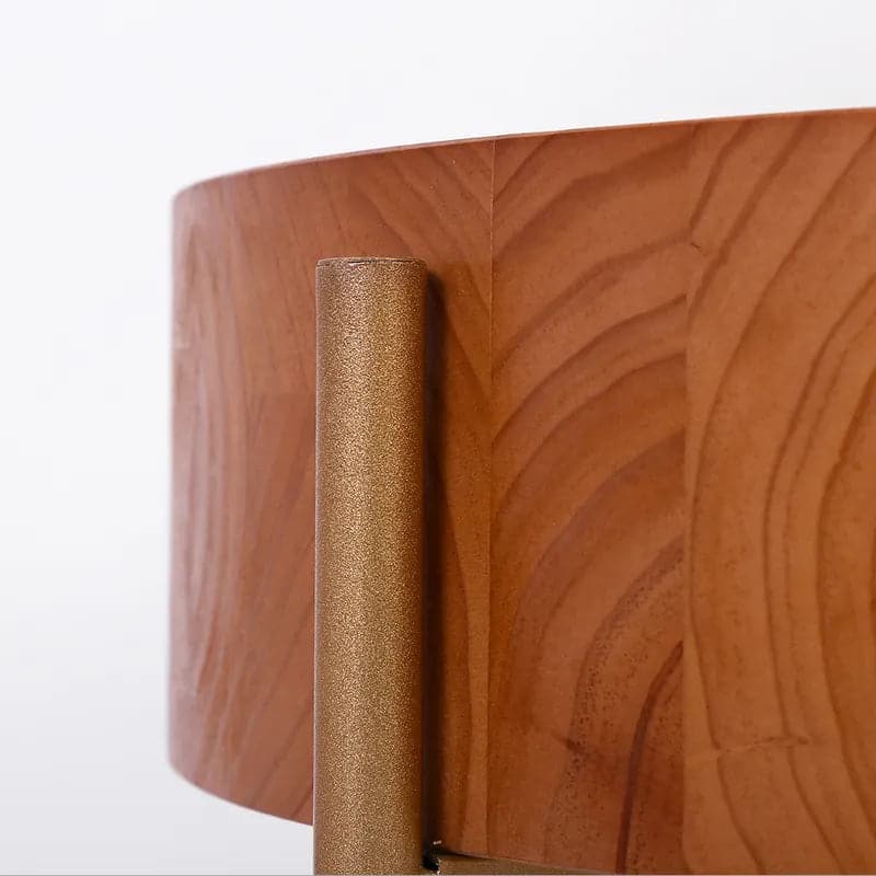 Table basse ronde rustique avec pieds en métal et plateau en bois massif