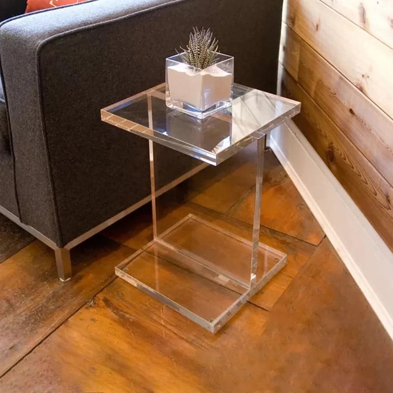 Table d'appoint carrée en acrylique transparent, table d'appoint moderne