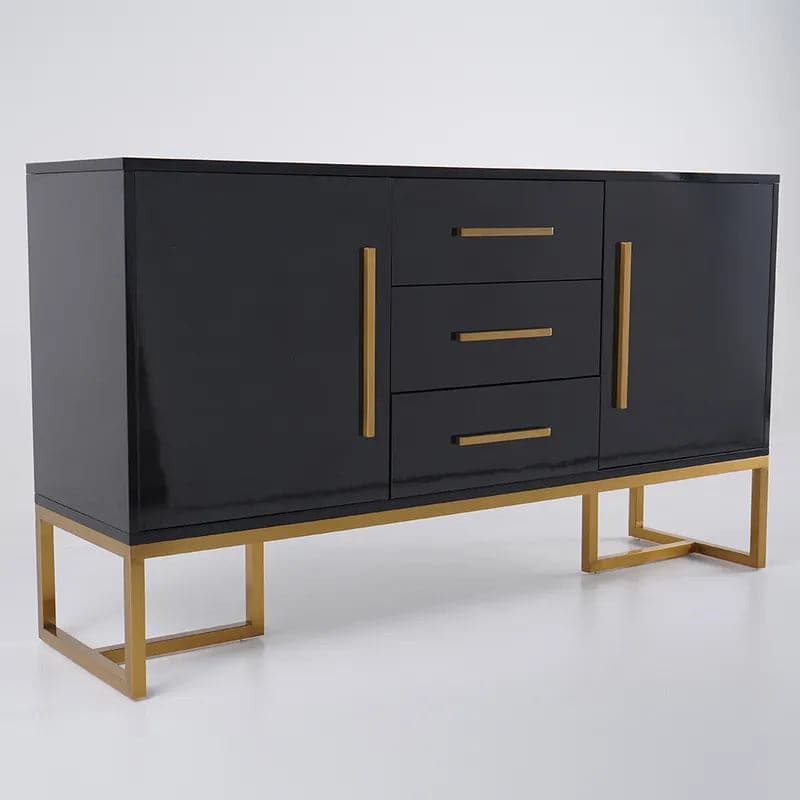 Stovf White&Black Modern 59" Wood Sideboard with Drawers Kitchen Buffet Cabinet#Black