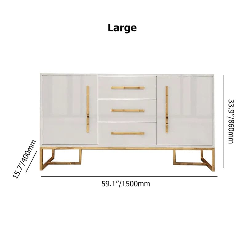 Stovf White&Black Modern 59" Wood Sideboard with Drawers Kitchen Buffet Cabinet#White