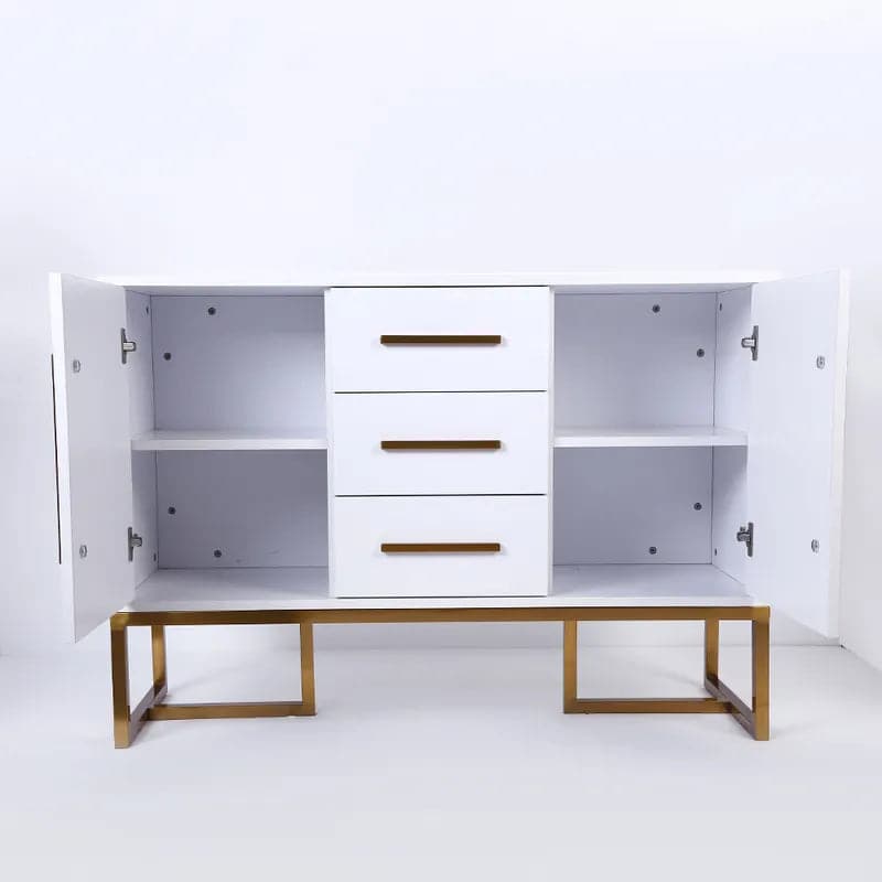 Stovf White&Black Modern 59" Wood Sideboard with Drawers Kitchen Buffet Cabinet#White