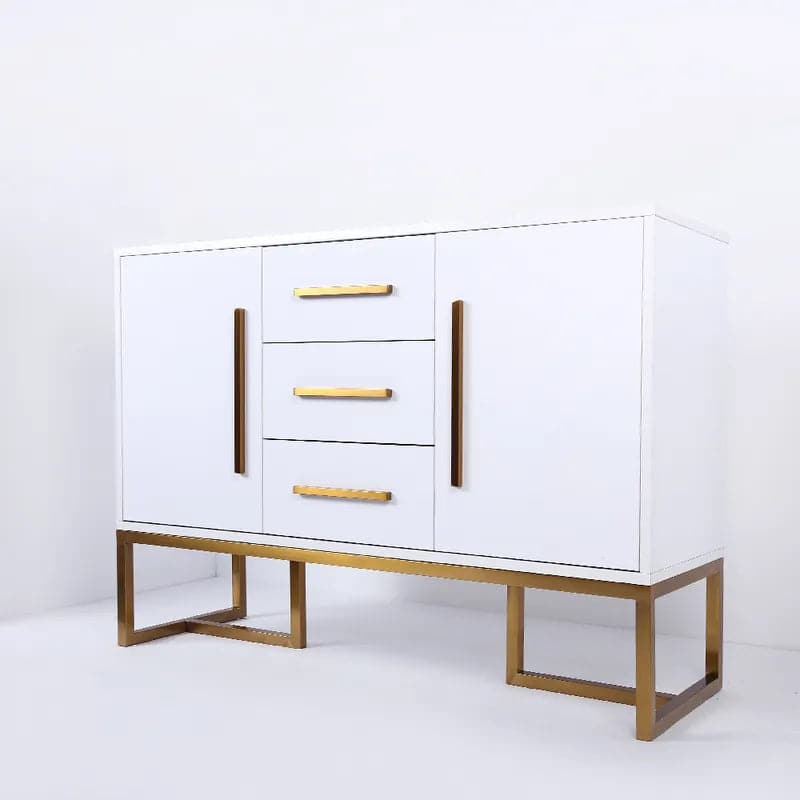 Stovf White&Black Modern 59" Wood Sideboard with Drawers Kitchen Buffet Cabinet#White