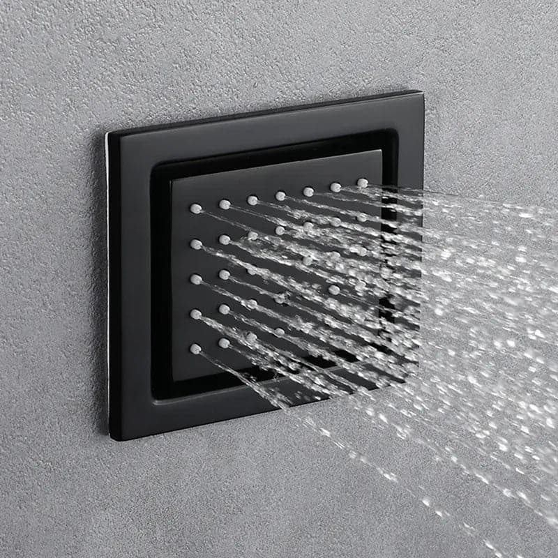 Thermostatic Rain Shower System 6 Functions Massage Music Remote Controlled LED in Black