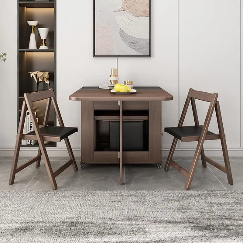 Ensemble de table à manger rectangulaire moderne 5 pièces de 59 po en bois de frêne pliable en noyer