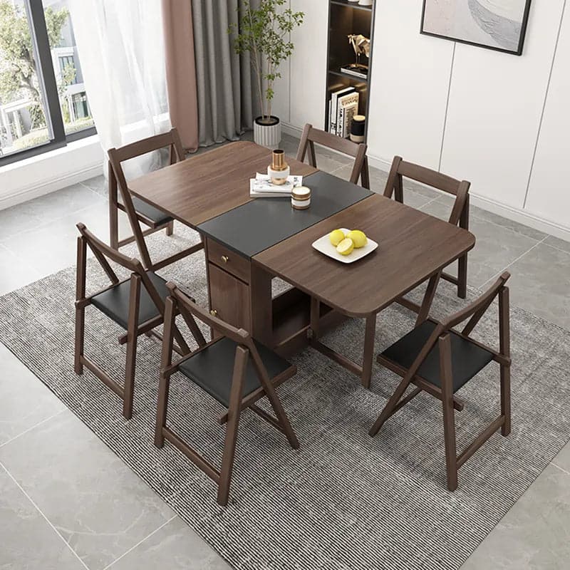 Ensemble de table à manger rectangulaire moderne 5 pièces de 59 po en bois de frêne pliable en noyer