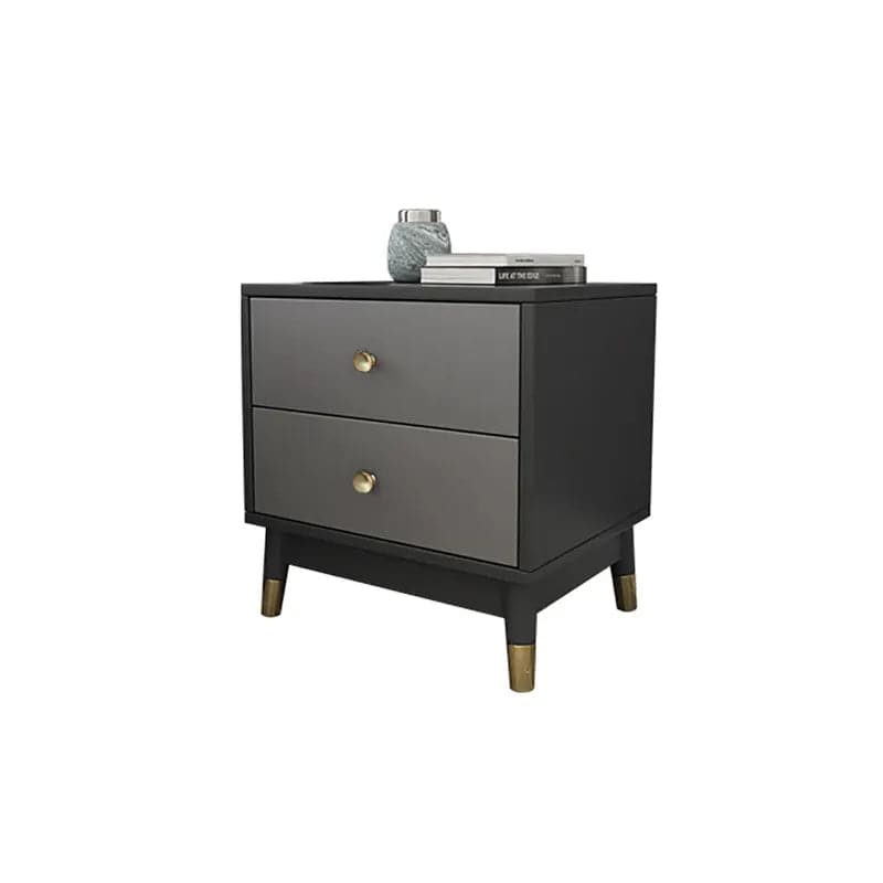 Ultic Modern Nightstand with 2 Drawers in Gray with Metal Legs