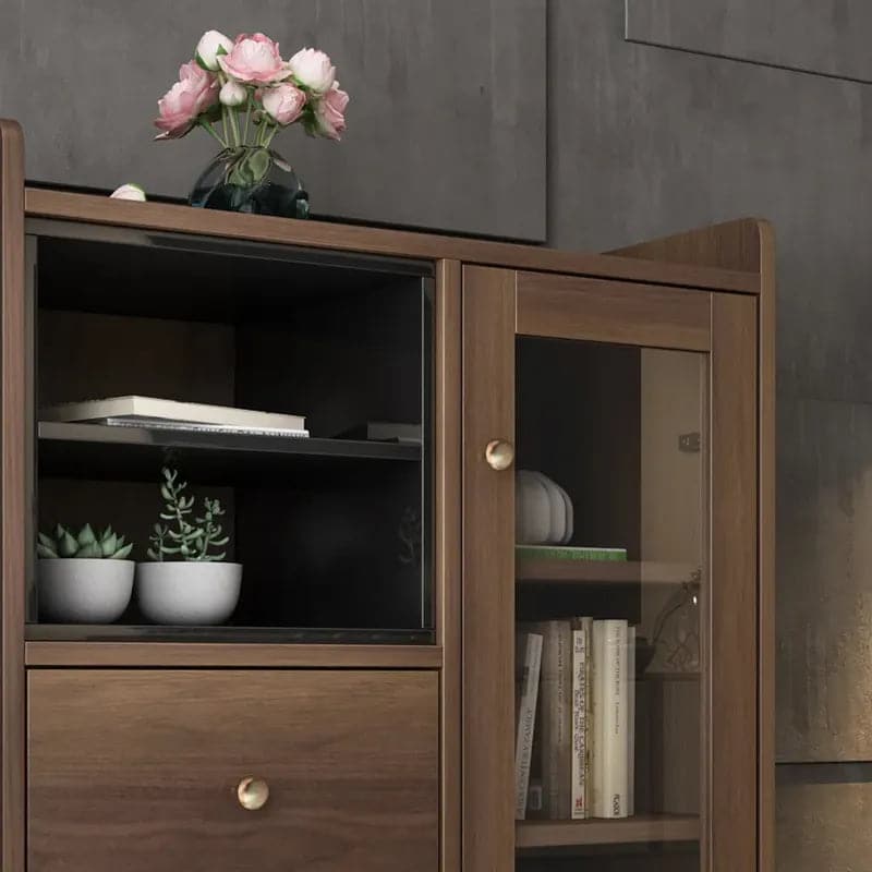 Buffet Ultic moderne et minimaliste avec de nombreux rangements et 1 porte en noyer