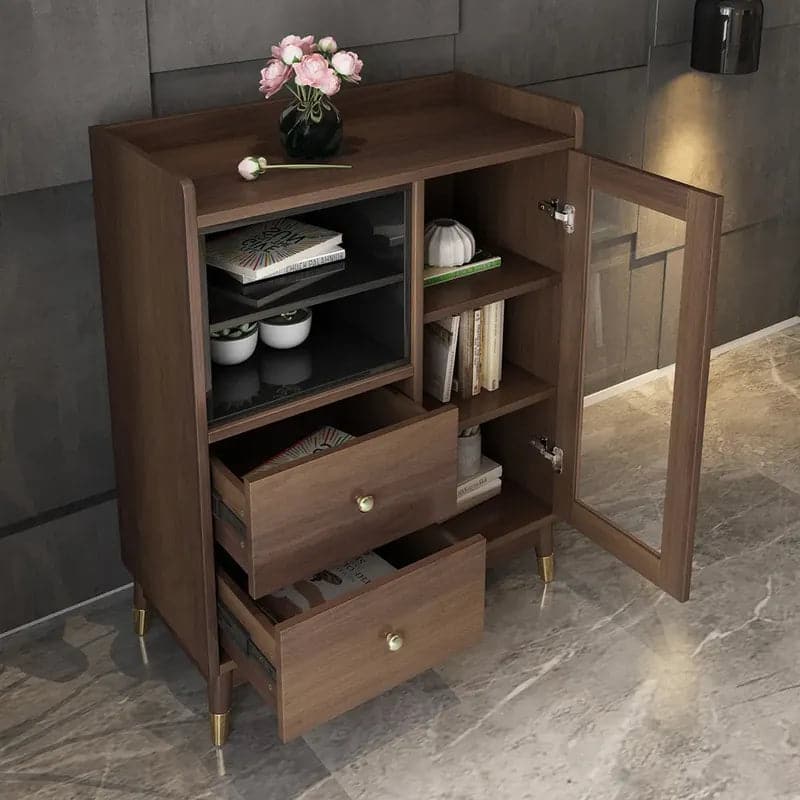 Ultic Modern & Minimalist Sideboard with Ample Storages & 1 Door in Walnut