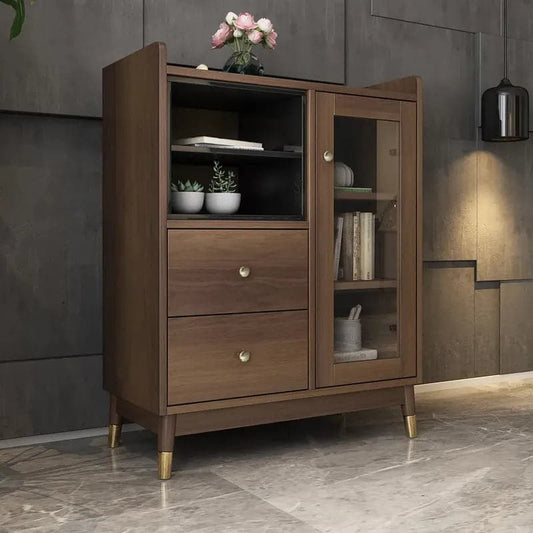 Ultic Modern & Minimalist Sideboard with Ample Storages & 1 Door in Walnut