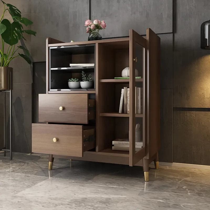 Buffet Ultic moderne et minimaliste avec de nombreux rangements et 1 porte en noyer