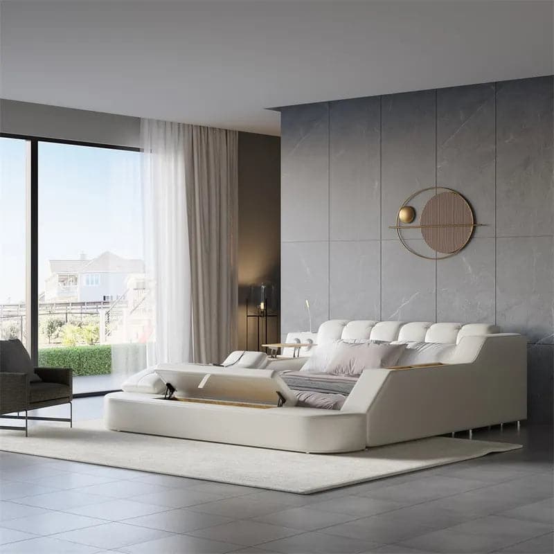 Ultimate Smart Bed King Tufted Upholstered Platform Bed with Massage, Storage & Speaker