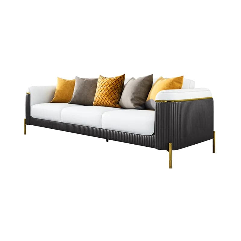 Ensemble de salon moderne gris et Beige, ensemble de canapé rembourré en cuir, oreiller inclus