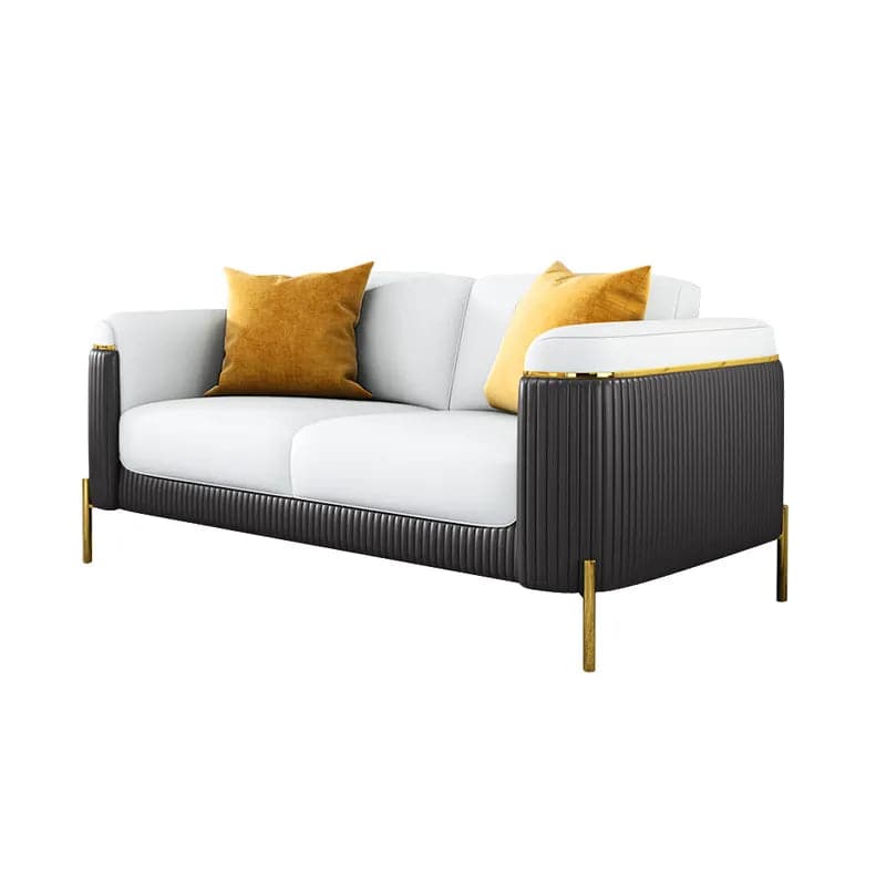 Gray & Beige Modern Living Room Set Leather Upholstered Sofa Set Pillow Included