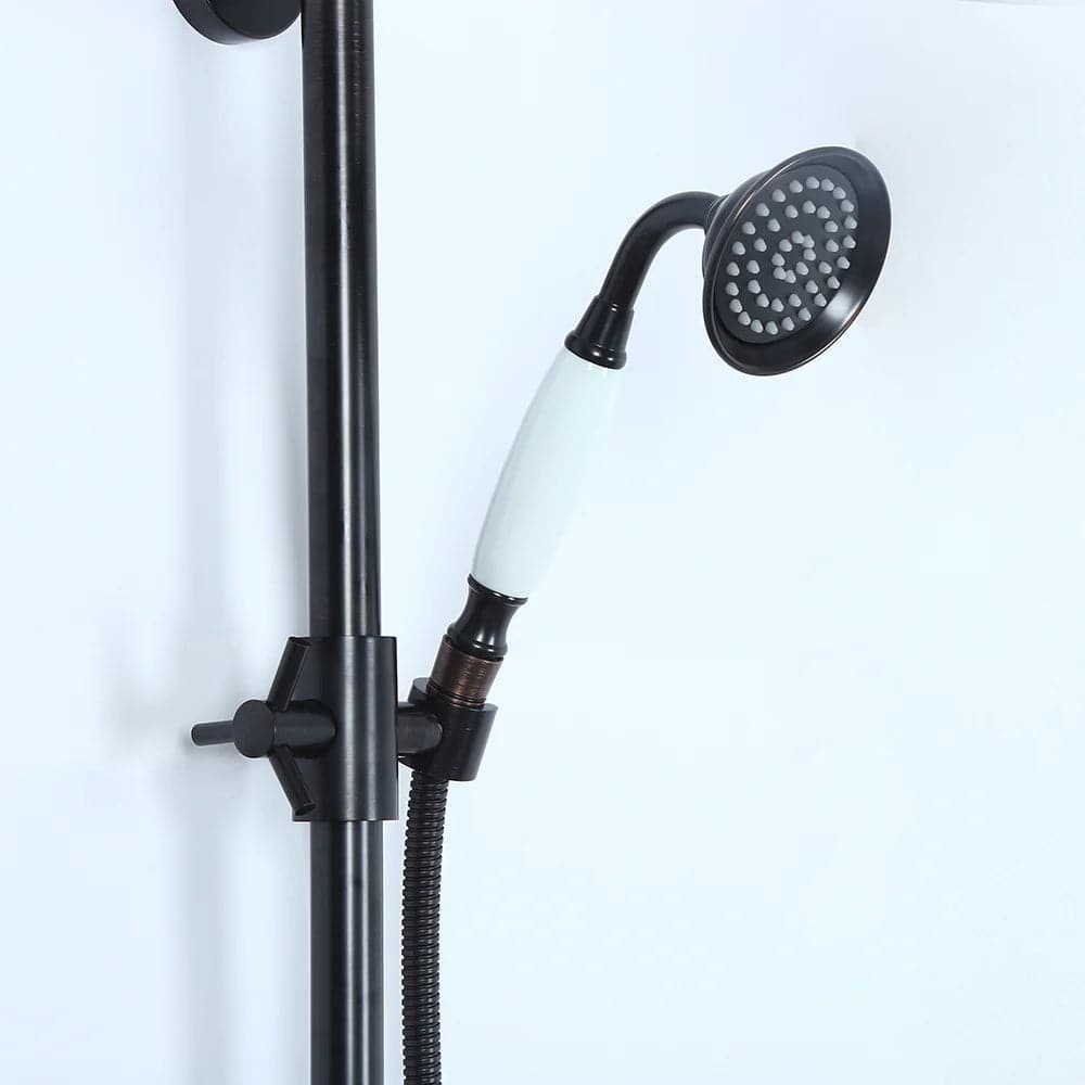 Système de douche à main pour salle de bain Vintage, système de douche à effet de pluie exposé, noir Antique