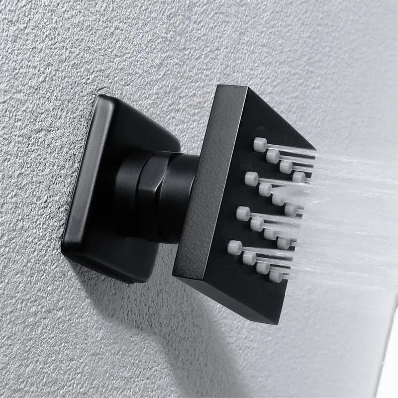 Wall-Mounted 16 Inches Shower System in Black 4 Function Thermostatic