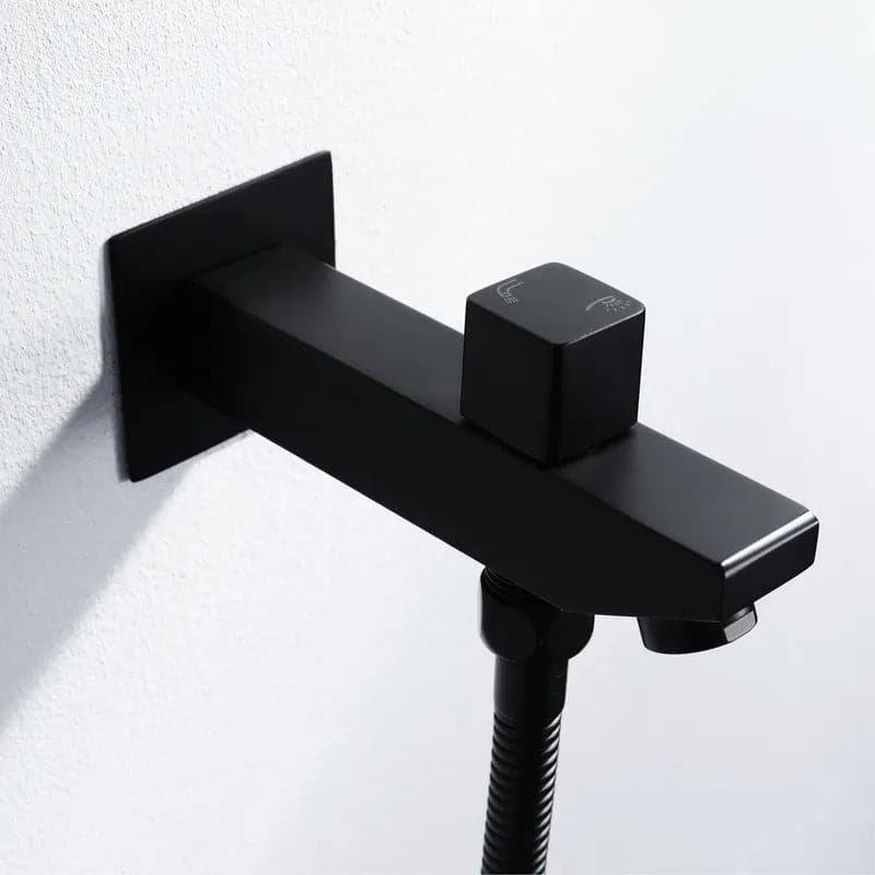 Wall-Mounted 16 Inches Shower System in Black 4 Function Thermostatic