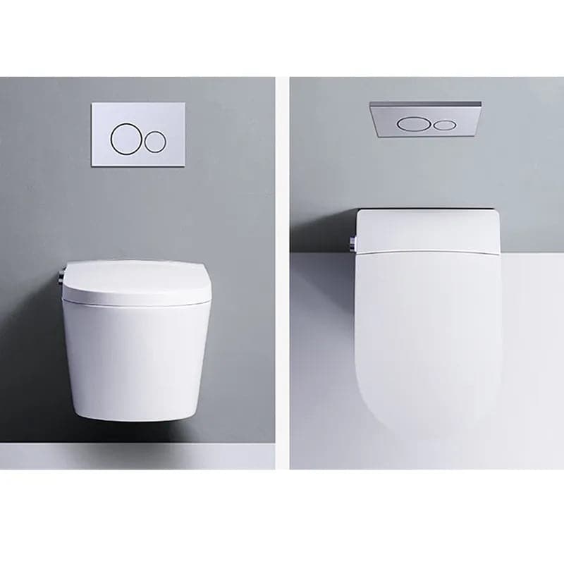 White Elongated Smart One-Piece Wall Mounted Automatic Toilet with In-Wall Tank