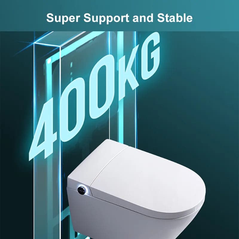 White Elongated Smart One-Piece Wall Mounted Automatic Toilet with In-Wall Tank
