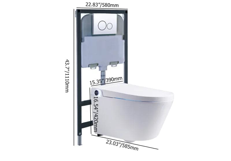 White Elongated Smart One-Piece Wall Mounted Automatic Toilet with In-Wall Tank