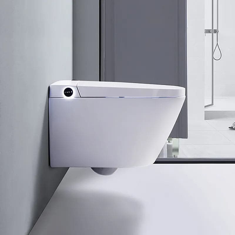 White Elongated Smart One-Piece Wall Mounted Automatic Toilet with In-Wall Tank