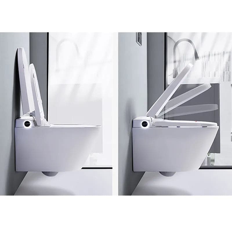 White Elongated Smart One-Piece Wall Mounted Automatic Toilet with In-Wall Tank