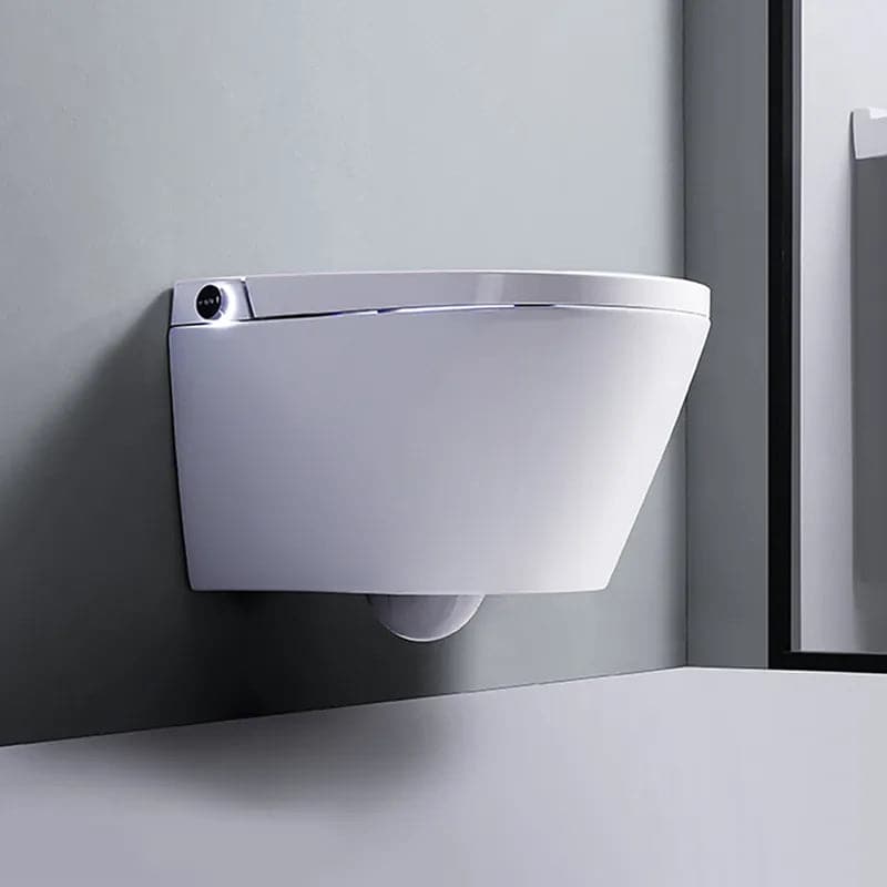 White Elongated Smart One-Piece Wall Mounted Automatic Toilet with In-Wall Tank