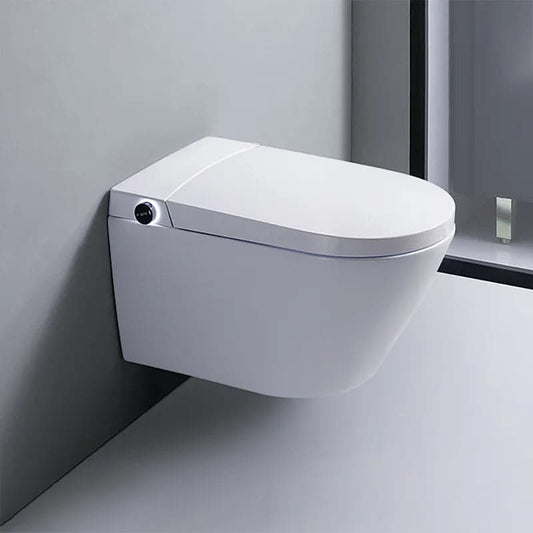 White Elongated Smart One-Piece Wall Mounted Automatic Toilet with In-Wall Tank
