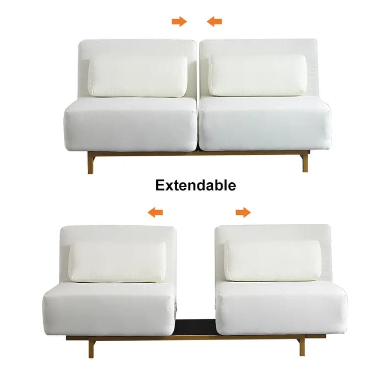 Canapé-lit double blanc rembourré, convertible, rotatif, en coton et lin 