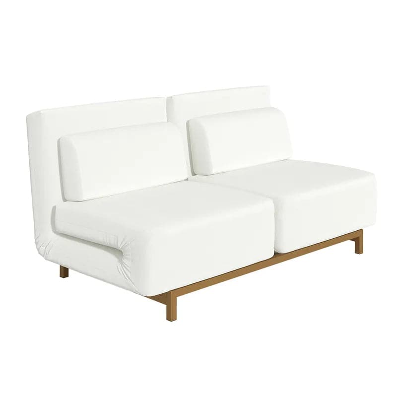 Canapé-lit double blanc rembourré, convertible, rotatif, en coton et lin 