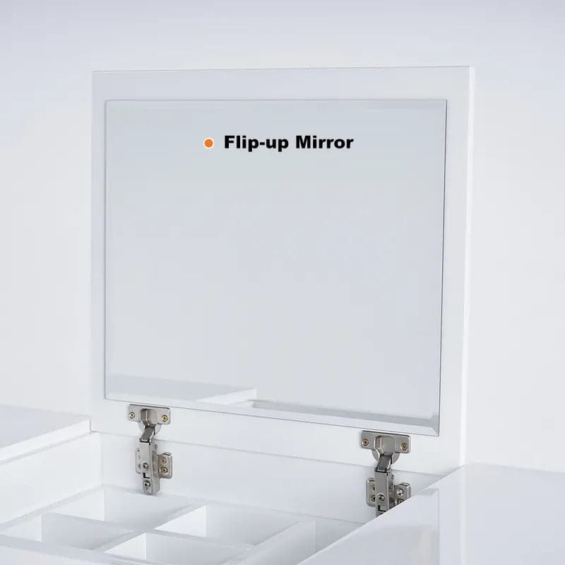 WhiteMakeupVanitywithStorage_FlipTopMirror4Drawers_GoldenBase#White