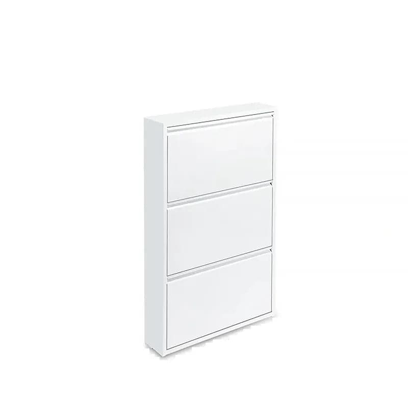 White Narrow Shoe Storage Cabinet Wall Mounted in Medium