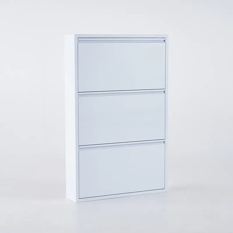 White Narrow Shoe Storage Cabinet Wall Mounted in Medium