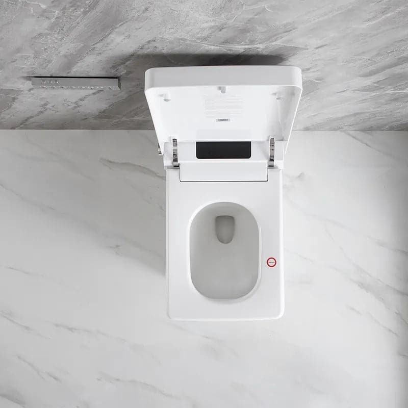 Toilette carrée monobloc intelligente blanche avec télécommande et couvercle automatique