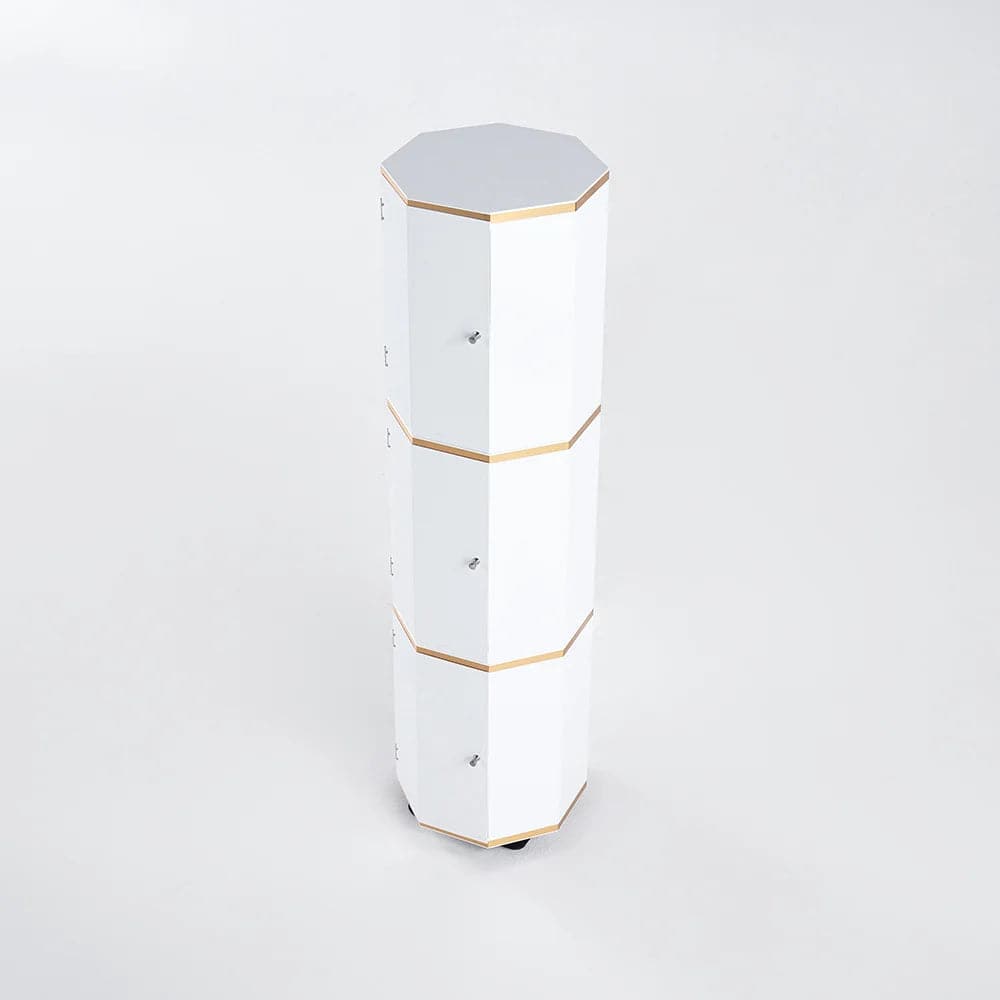 White Swivel Shoe Cabinet with Doors 3 Tier Modern Entryway Shoe Storage Cabinet Large