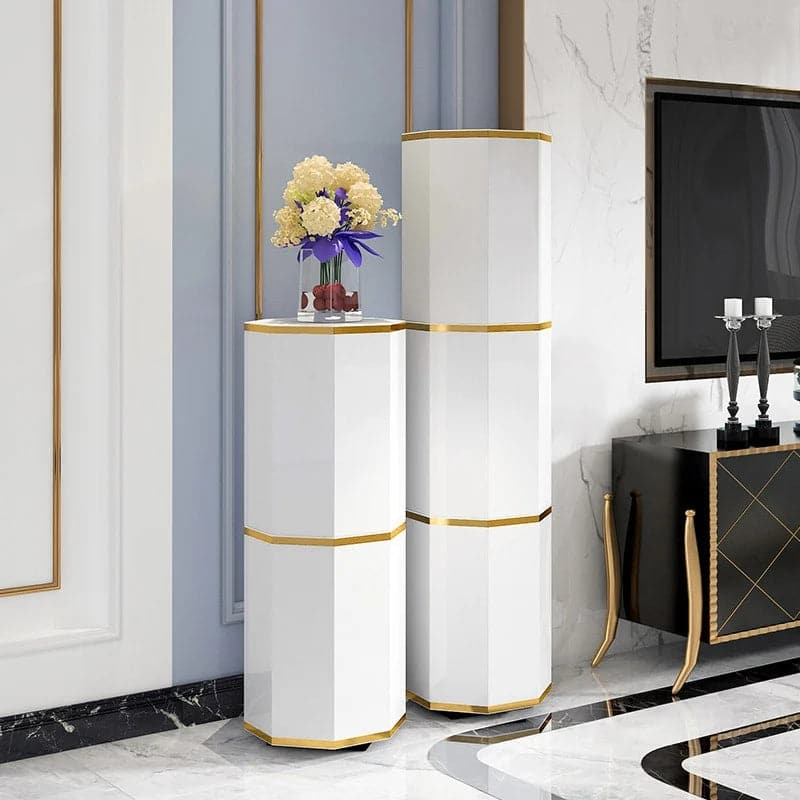 White & Gold Swivel Shoe Cabinet with 1 Door Modern Entryway Shoe Storage Cabinet in Medium 3 Pairs Shoes