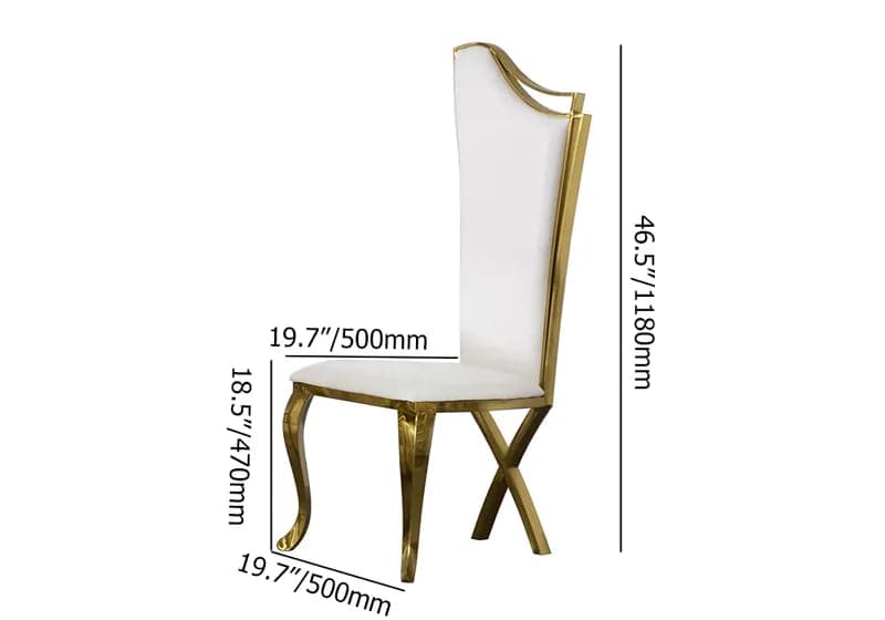 Chaises de salle à manger rembourrées blanches (lot de 2) Chaise d'appoint en acier inoxydable avec pieds dorés