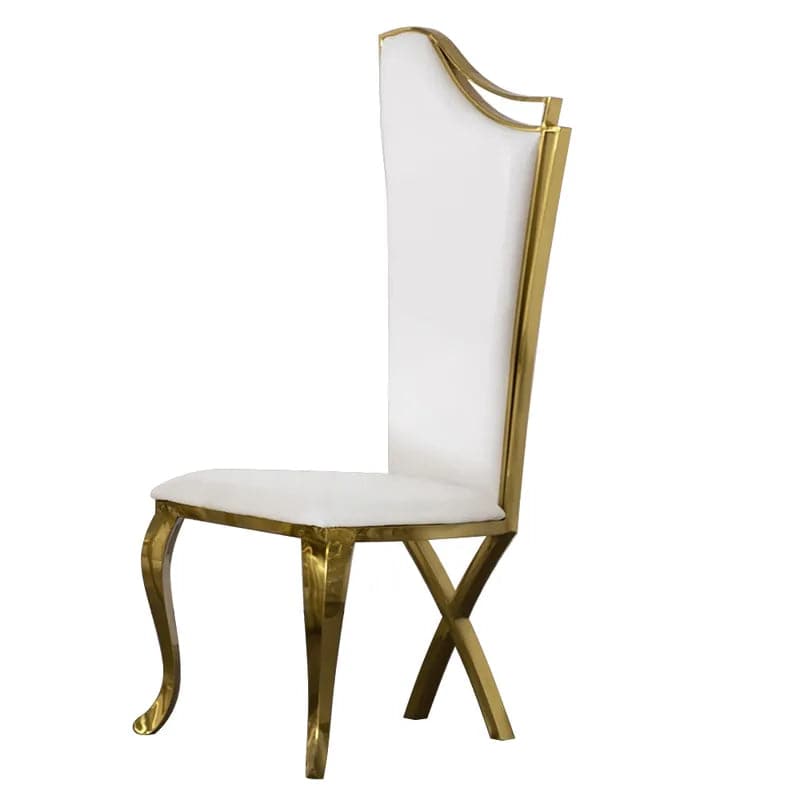 Chaises de salle à manger rembourrées blanches (lot de 2) Chaise d'appoint en acier inoxydable avec pieds dorés