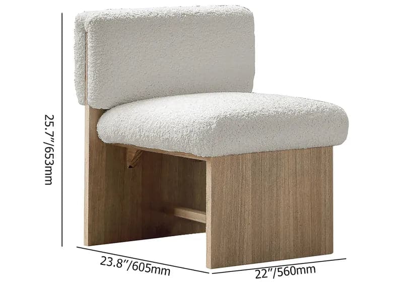 Chaise d'appoint en bois moderne blanc et naturel, rembourrage en boucle pour le salon