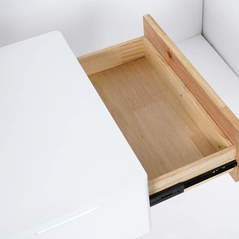 Table basse rectangulaire en bois blanc et naturel avec tiroir, table de rangement relevable 