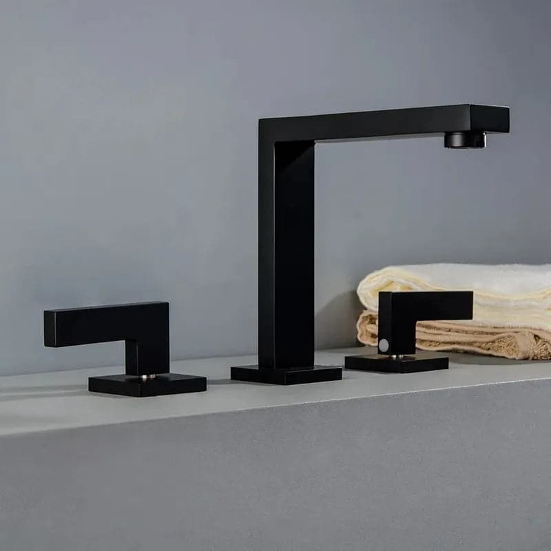 Widespread Matte Black Bathroom Sink Faucet Double Handle Solid Brass#Black